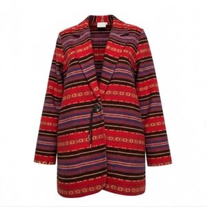 Vintage Morning Glory Aztec/Serape Red Black Yellow Blazer/Jacket Sz 5/6, Small